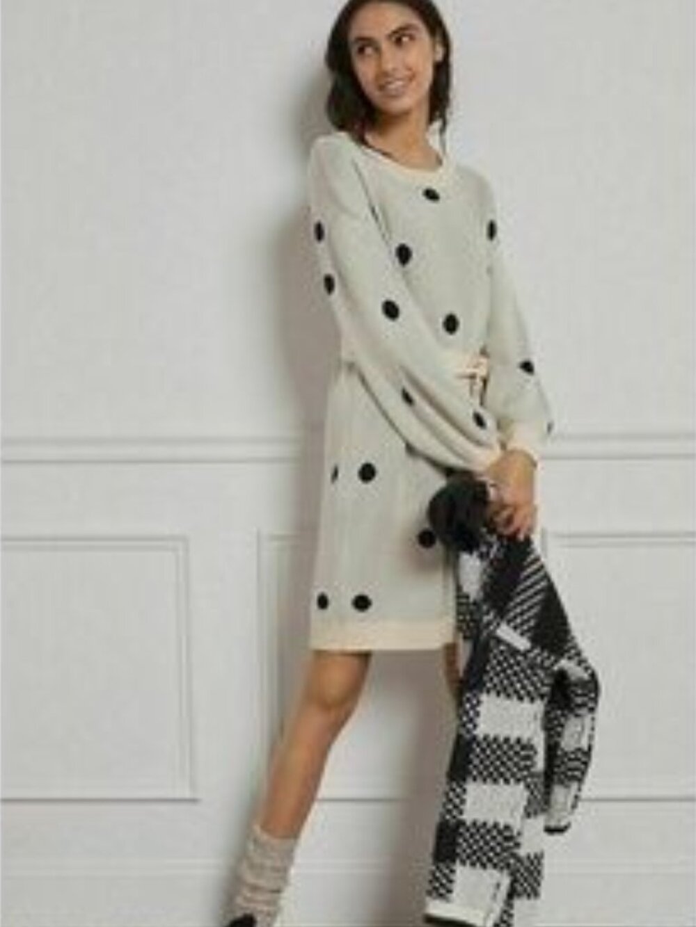 Anthropologie x Saturday Sunday Emilie Tunic Polka Dot Sweater Dress NEW Small